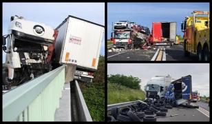 Cinci camioane s-au făcut praf în Franţa, un şofer român şi unul ceh au murit pe loc. Imagini îngrozitoare (video)