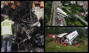 Imagini şocante pe o şosea din Polonia, unde 43 de copii au fost victime într-un impact teribil. Autocarul care-i aducea din excursie a fost lovit de un camion (video)