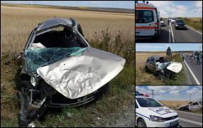 Accident cu patru victime la Constanta! Trei copii, transportați la spital după ce mașina în care erau s-a răsturnat de mai multe ori