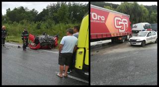 Accident mortal la Plugova, în Caraş Severin. Un autoturism a lovit un TIR şi soţia şoferului a pierit pe loc