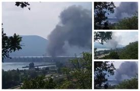 Incendiu la hidrocentrala Porţile de Fier 1. Un nor uriaş de fum se ridică deasupra barajului (Video)