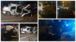 Accident grav la Braşov, cu 4 maşini. 3 victime, maşinile distruse total
