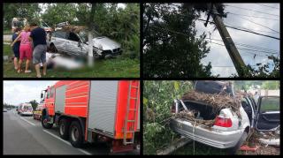 Un tânăr a murit pe loc, iar alţi trei sunt în stare gravă după ce maşina în care se aflau a rupt un stâlp, în Timiş