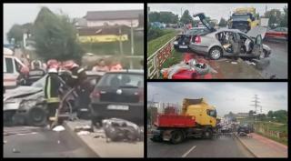 Imagini teribile la Iaşi, unde un fost colonel de poliţie a murit pe loc, maşina condusă de el fiind izibtă de un TIR intrat pe contrasens (video)