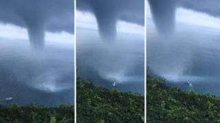 Tromba marină în apropierea unui iaht