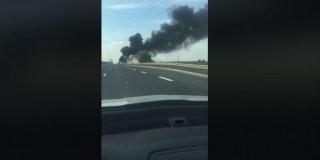 Maşină în flăcări, pe Autostrada A4, în Constanţa (Foto)
