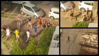 Scene teribile la Galaţi. Înarmaţi cu pari, bâte şi pietroaie, zeci de băieţaşi de cartier s-au bătut din cauza unei programări la frizer