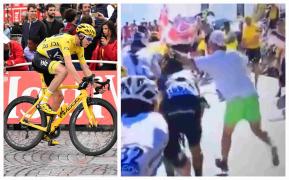 Momentul în care ciclistul britanic Chris Froome a fost lovit de un spectator furios la Turul Franţei