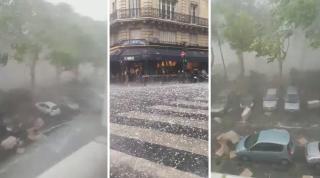 Scene din timpul furtunii care a lovt la Paris