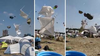 Corturi luate de un vârtej în timpul furtunii de praf din Germania