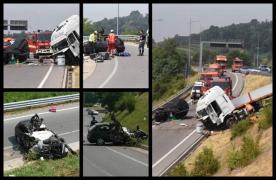 Patru morţi într-un accident cumplit în Italia. Un camion a aruncat o maşină pe o bretea de legătură aflată sub autostradă