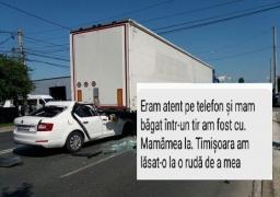 Mesajul teribil scris din spital de Cătălin, înainte să moară. Tânărul din Arad stătea pe facebook la volan şi a intrat cu maşina sub un TIR