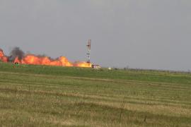 Explozie după prăbușirea unui avion MIG 21 Lancer