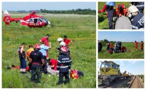 Accident feroviar în Dâmboviţa. Sunt răniţi, intervine descarcerarea, a fost solicitat elicopterul SMURD