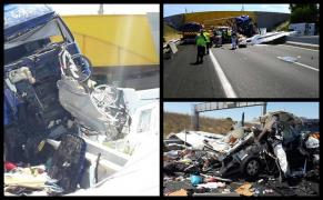 Imagini groaznice pe o autostradă din Franţa. O familie cu doi copii care pleca în vacanţă, distrusă de un TIR