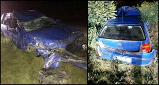 Doi tineri rupți de beţi au zburat cu Golful peste o altă mașină, au rupt două garduri și s-au înfipt în boscheţi