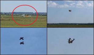 Primele imagini cu momentul prăbuşirii celor două avioane în Suceava, la Frătăuţii Vechi
