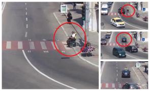 Tânăr în scaun cu rotile, spulberat de o şoferiţă, care nici măcar nu l-a văzut (Video)