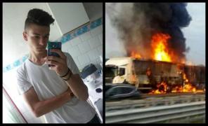 El este Alex, românul de 19 ani care a ars de viu în Italia. Furgoneta în care se ducea la muncă a explodat după ce a lovit un TIR
