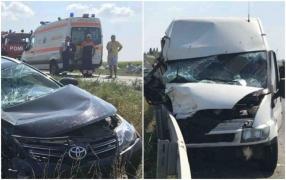Un microbuz şi o maşină s-au ciocnit la Nădlac, Arad