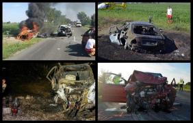 Patru morţi, dintre care doi arşi de vii, într-un accident teribil cu trei maşini, în Ungaria. Imagini de groază