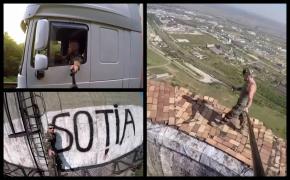 Un şofer de TIR s-a urcat pe un turn de 280 de metri, la Piteşti, şi şi-a cerut iubita în căsătorie