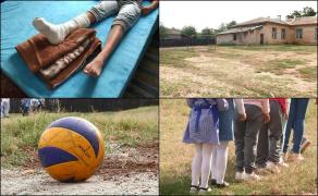 Elevi în pericol, la o şcoală din Dolj. Un elev şi-a rupt piciorul în gropi, pe altul a căzut o bară