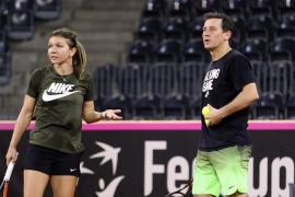 Simona Halep, antrenament cu antrenorul secund Andrei Pavel
