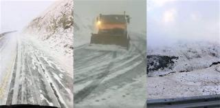 Strat de zăpadă de 10 centimetri pe Transfăgărăşan. Drumarii intervin cu utilajele de deszăpezire (Video)