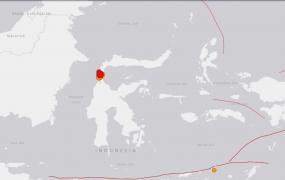 Harta USGS cu locul unde s-a produs cutremurul din Indonezia