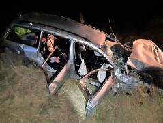 Polițist în stare critică, după ce a spulberat un copac, apoi s-a răsturnat cu mașina