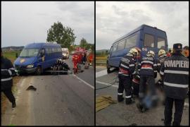 Accident mortal la Sibiu! Un motociclist a derapat și s-a izbit de un microbuz cu pasageri
