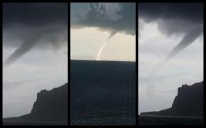 Imagini cu o trombă marină în zona Mării Negre, în Rusia