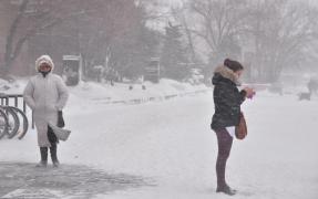 Femei în oraș pe timp de iarnă