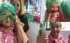 Bătrâna şi-a vopsit părul pentru prima oară în viaţa ei