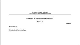 Model cu titlul biletului cu subiecte la proba orală de română de la Bacalaureat