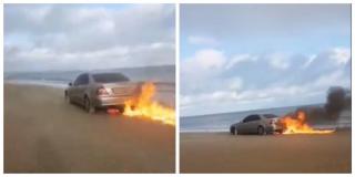 Un român din Irlanda și-a dat foc la mașină, live pe Facebook, pentru distribuiri