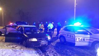 Mașina șoferului după ce a fost oprit de polițiștii din Satu Mare