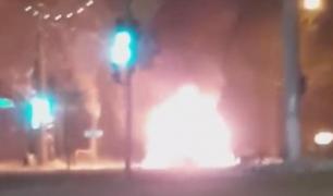 Microbuzul cu pasageri în flăcări