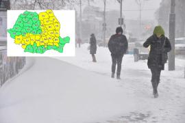 Ninsori, ploi şi strat nou de zăpadă în peste jumătate de ţară. ANM a emis cod galben de vreme severă, până vineri