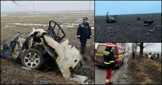 Primele imagini video de la accidentul cumplit din Teleorman. Un BMW s-a rupt în două, patru bărbaţi au murit pe loc