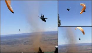 Parapantist prins într-o tornadă