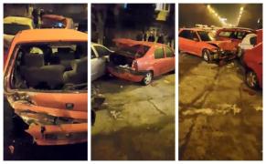 La volanul unui BMW, un tânăr beat şi fără permis a făcut prăpăd în Oradea (Video)