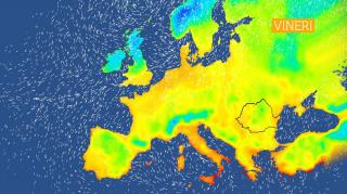 Harta meteo cu temperaturile pe 25 octombrie