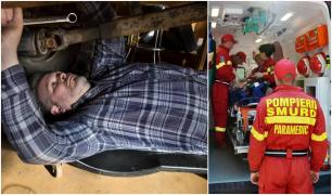 Mecanic strivit de maşina care a căzut de pe cric, la Timişoara. Bărbatul este în comă, la spital