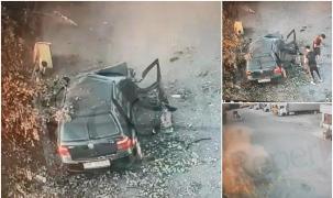 Manevră bizară în trafic, la Caransebeş. Golf făcut armonică, doi tineri ameţiţi ies din maşină (Video)