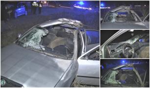 Accident grav în Dâmboviţa, după ce un porc mistreţ de peste 100 de kilograme a sărit prin parbriz, în maşina unui tânăr