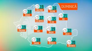 Harta cu prognoza meteo pentru 10 noiembrie 2019