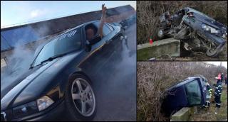 Adolescentul a murit într-un BMW zdrobit într-un cap de pod, în Cluj Napoca