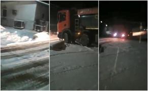 Drumarii au asfaltat pe ninsoare, la Bistrita